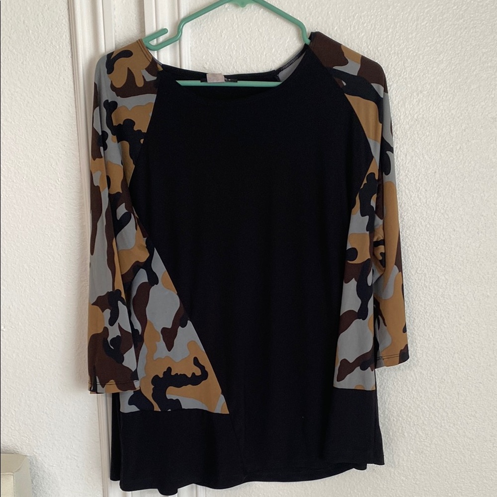 Black and Camouflage Women's Top